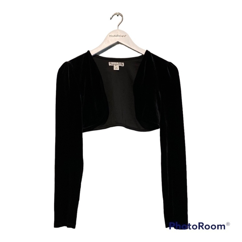 Knitworks Big Girl Black Velvet Puff sleeve shall/Sleeves | size 16 Girls